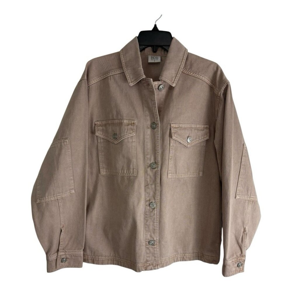 BDG  Womens Jacket Adult Size Small Blush Pink Denim Shacket Buttons Long Sleeve
